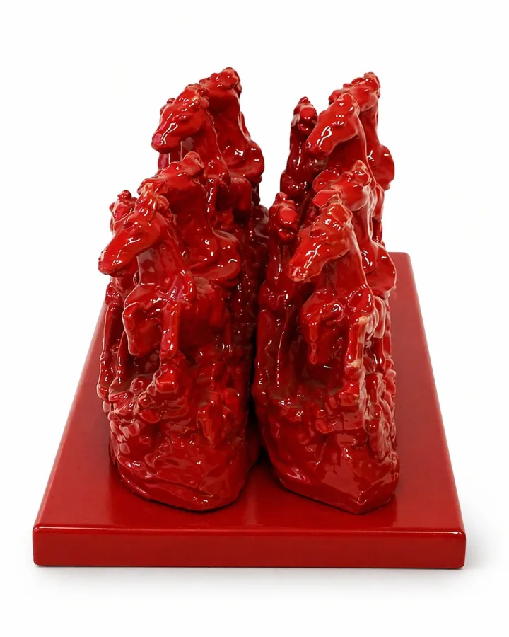 7 Running Horses Vastu Idol - Red Finish