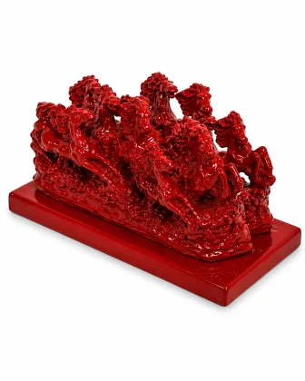 7 Running Horses Vastu Idol - Red Finish for Success and Business Growth - Vastuguruji