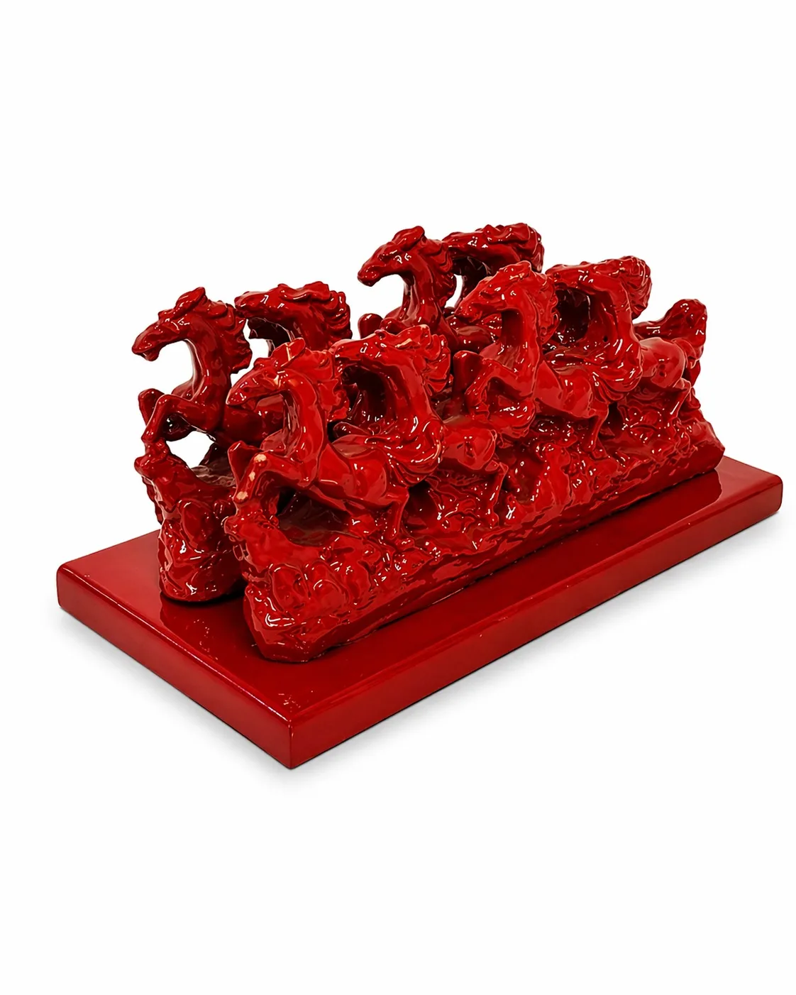 7 Running Horses Vastu Idol - Red Finish