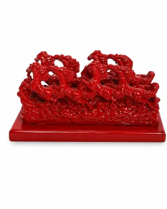 7 Running Horses Vastu Idol - Red Finish for Success and Business Growth - Vastuguruji