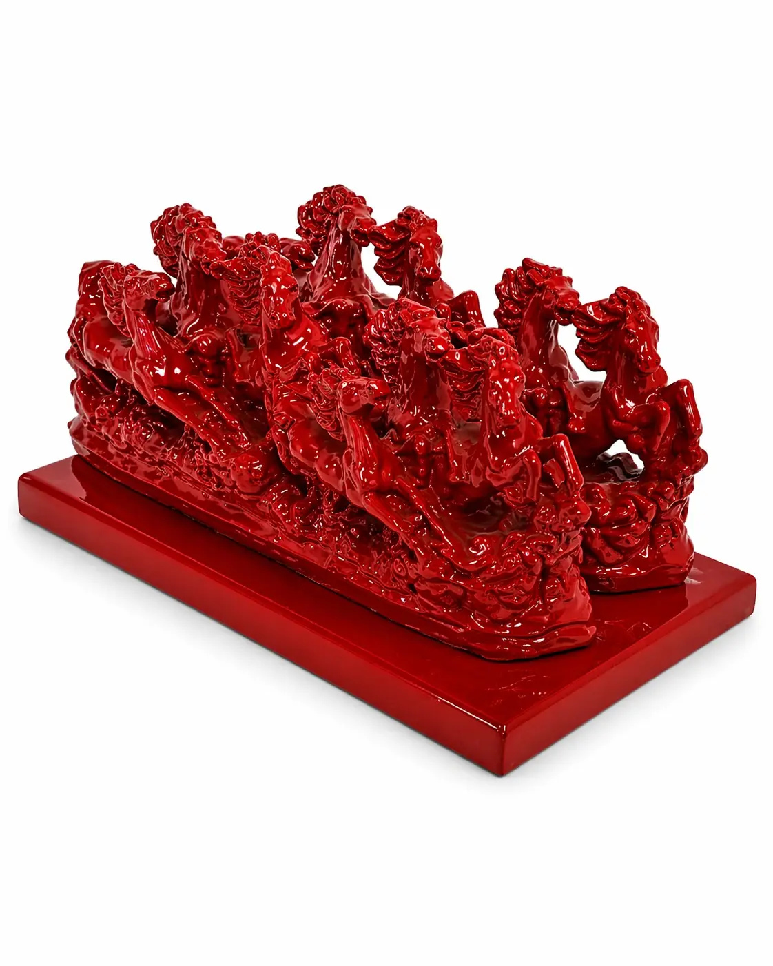 7 Running Horses Vastu Idol - Red Finish