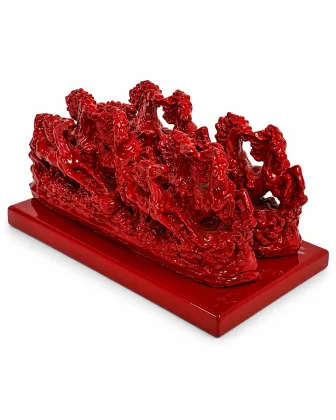 7 Running Horses Vastu Idol - Red Finish for Success and Business Growth - Vastuguruji