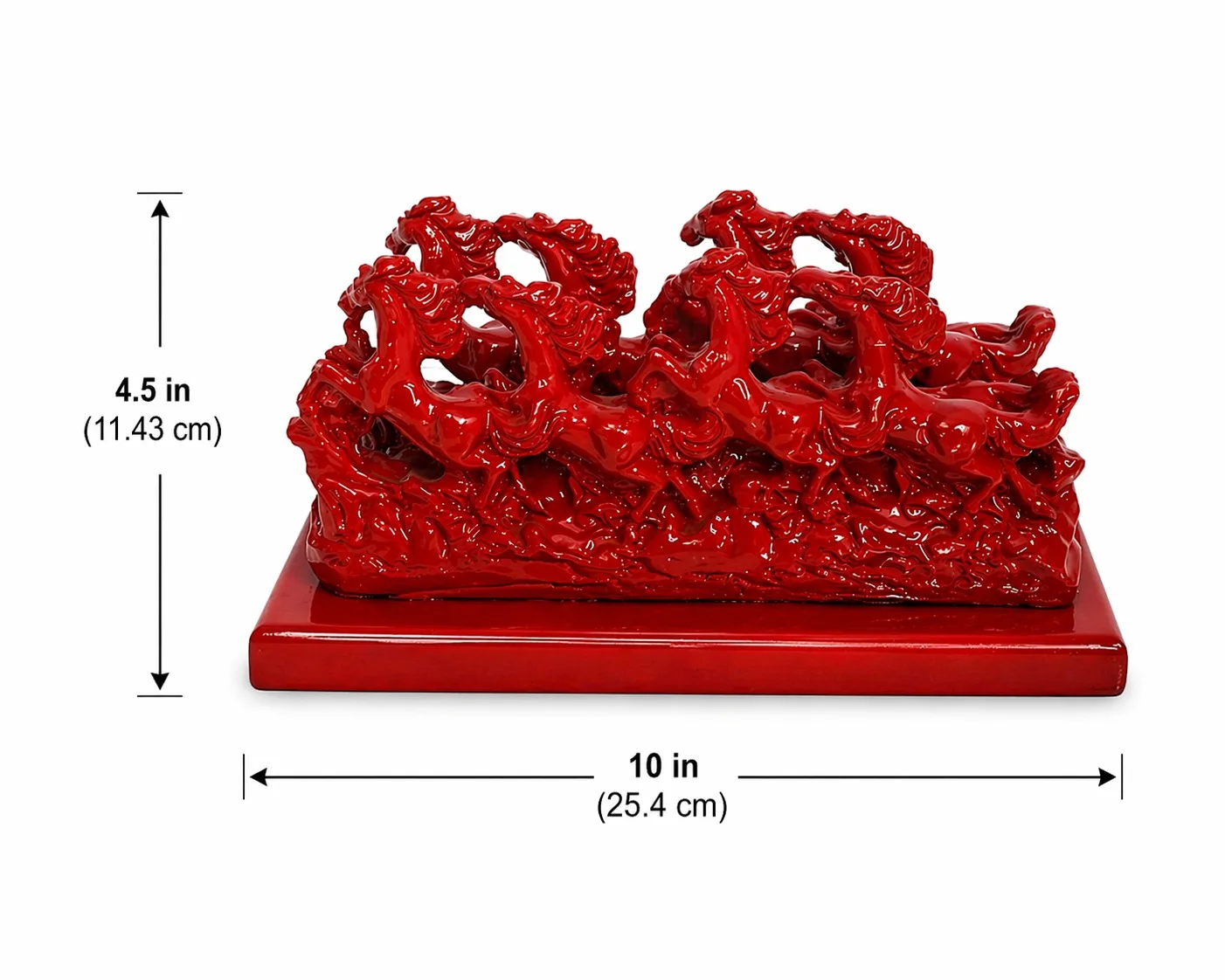 7 Running Horses Vastu Idol - Red Finish