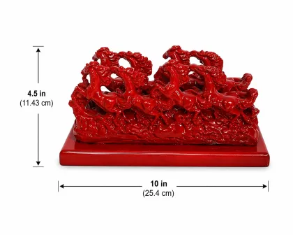7 Running Horses Vastu Idol - Red Finish for Success and Business Growth - Vastuguruji