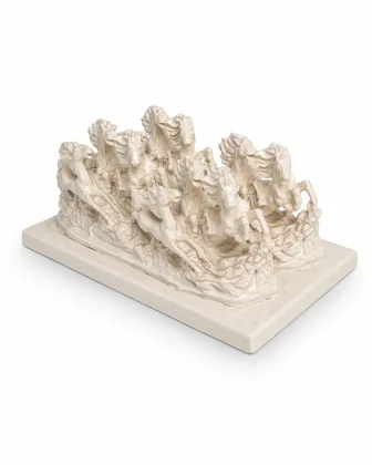 7 Running Horses Vastu Idol - White Finish for Success and Business Growth - Vastuguruji