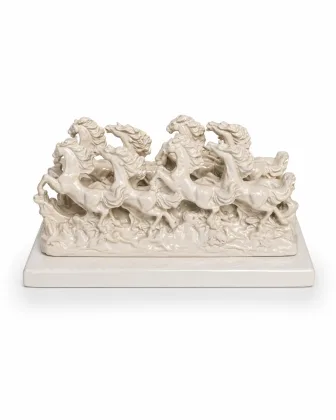 7 Running Horses Vastu Idol - White Finish for Success and Business Growth - Vastuguruji