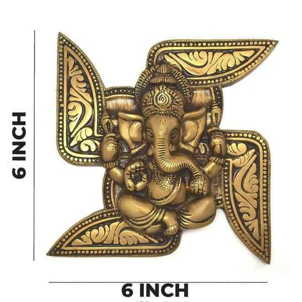Brass Ganesha Swastika Wall Hanging