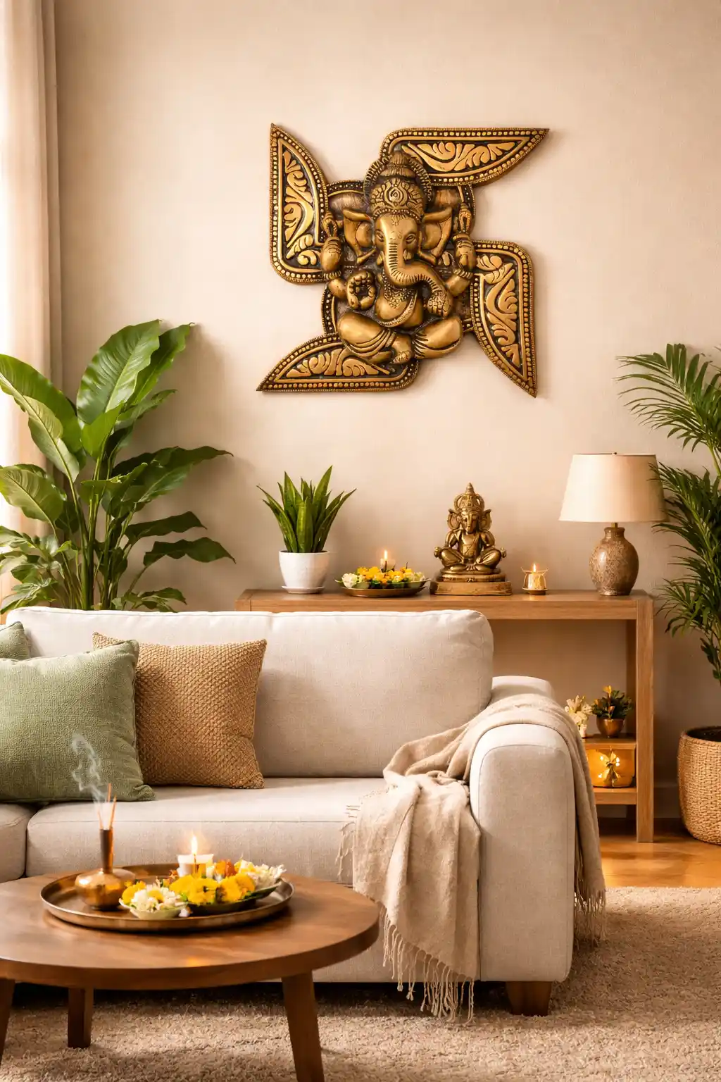 Brass Ganesha Swastika Wall Hanging
