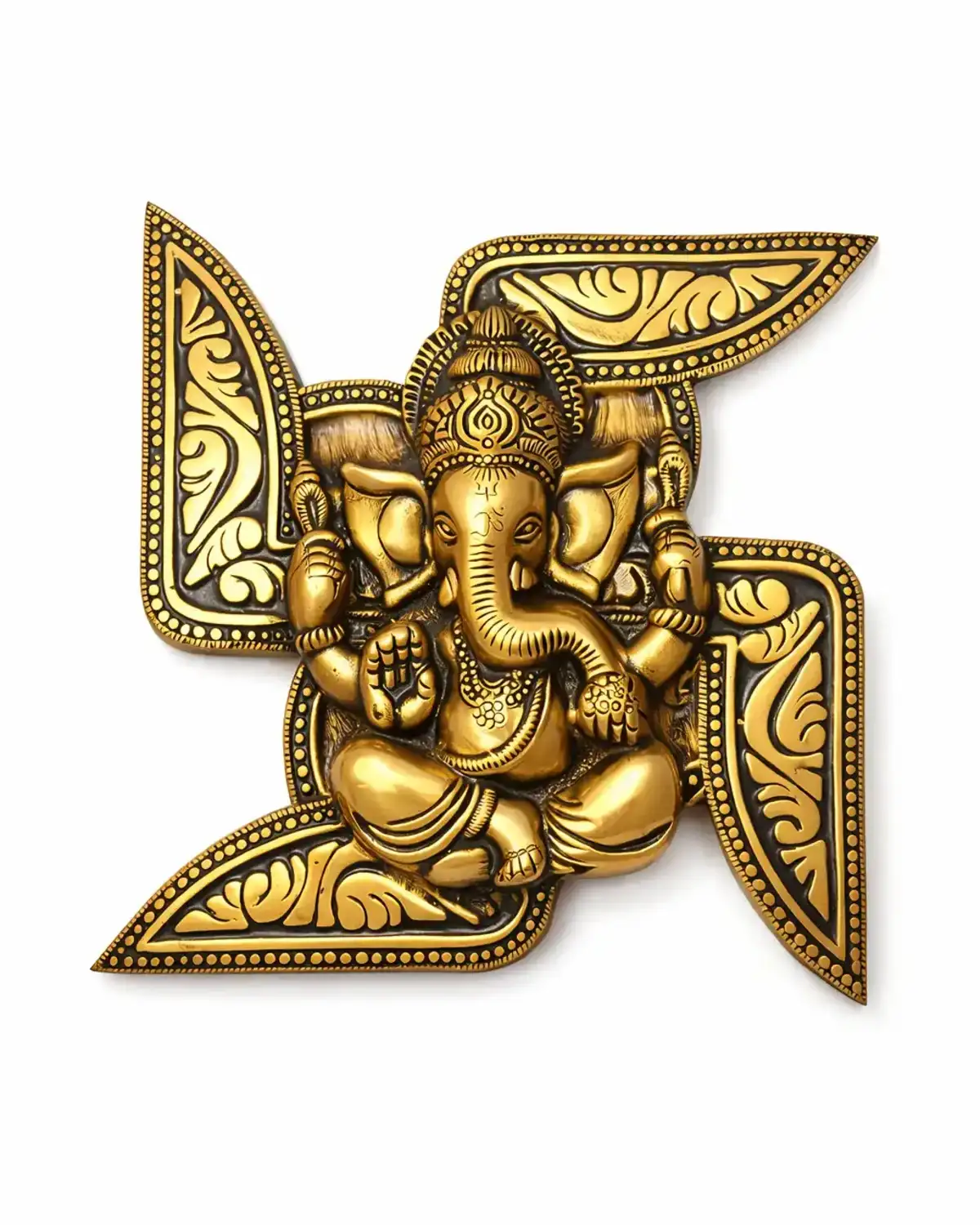 Brass Ganesha Swastika Wall Hanging