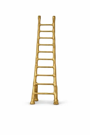 Brass Vastu Ladder Rear Profile — Standalone Tall Brass Sculpture, Vastu Remedy for Stuck Careers and Business Plateau (VastuGuruji)