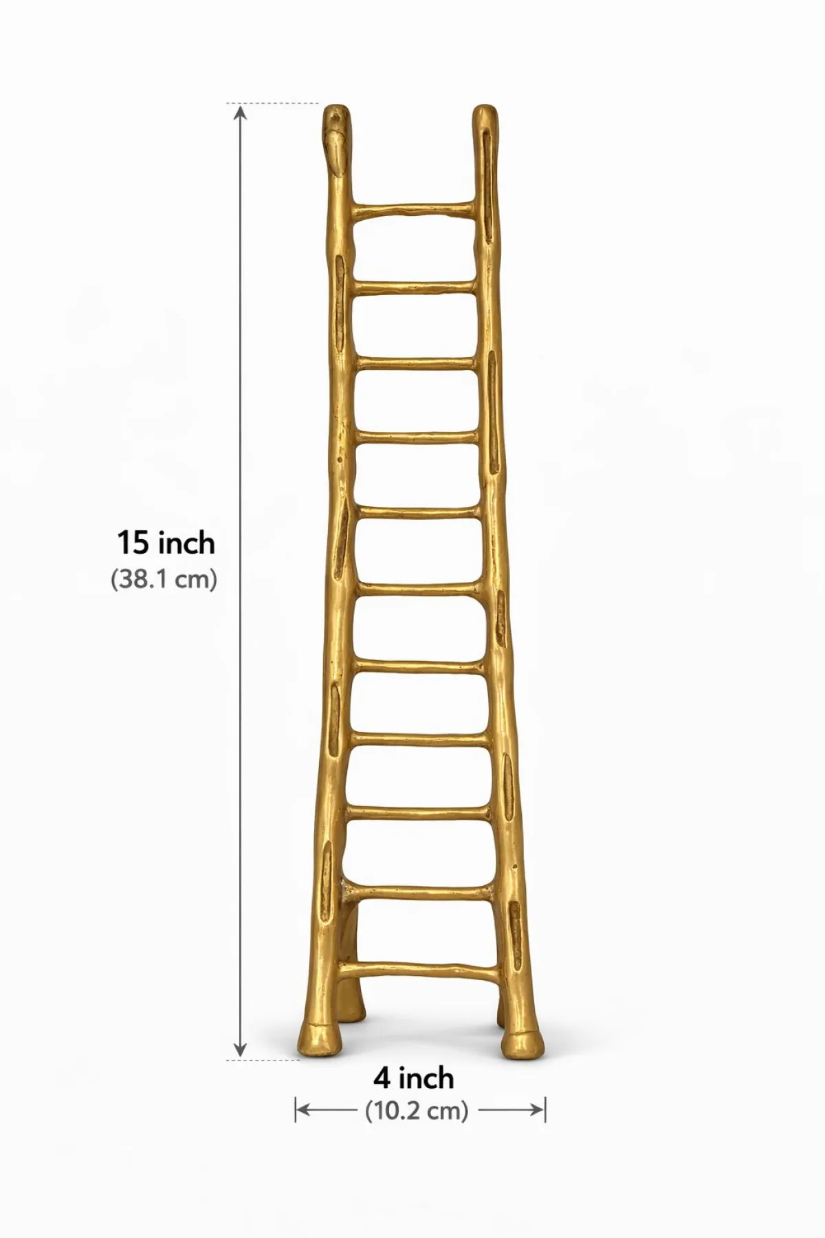 Brass Vastu Ladder Side Angle — Three-Quarter View Showing Sculpted Foot Detail and Vertical Rise of Career Progression Symbol (VastuGuruji)