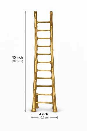 Brass Vastu Ladder Side Angle — Three-Quarter View Showing Sculpted Foot Detail and Vertical Rise of Career Progression Symbol (VastuGuruji)
