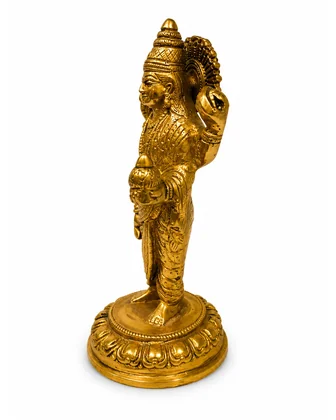 Dhanvantari idol left side profile showing crown and radiant halo - Vastuguruji