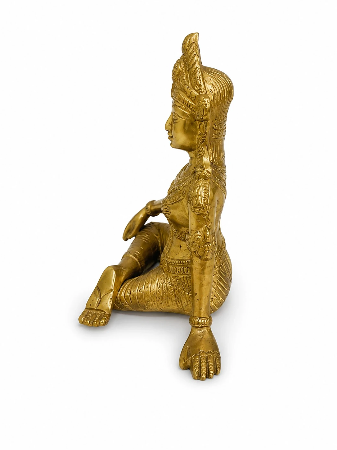 Indra Dev Brass Vastu Idol 5.5 inch — Back View, Intricate Crown and Hair Detail Pital Craftsmanship (VastuGuruji)