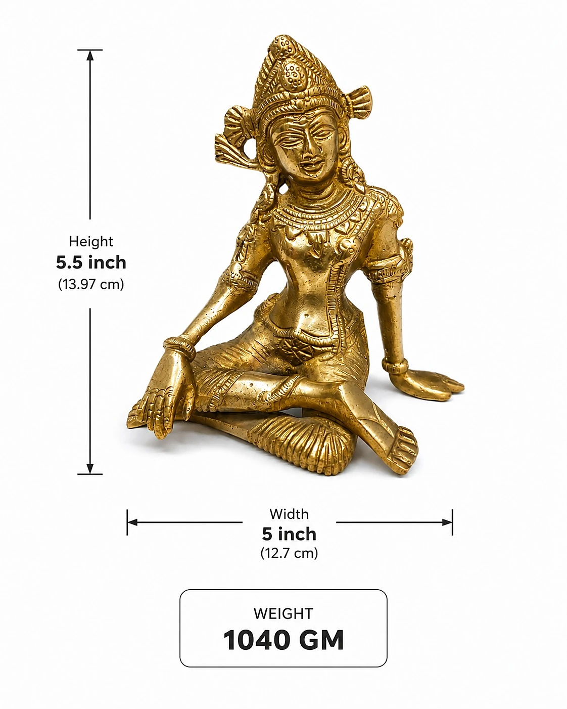 Indra Dev 5.5 inch Brass Murti — Left Side Profile, Traditional East Direction Vastu Sculpture (VastuGuruji)