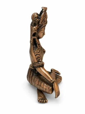 Indra Dev Vastu Idol — Right Side View with Vajra Hand Gesture and Detailed Jewellery, 9.5 inch Copper Coated Brass for Career & Business Growth (VastuGuruji)