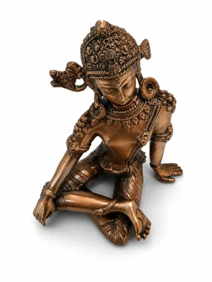 Indra Dev (इंद्र देव) Brass Statue Top-Front View — Crowned King of Devas, Hand-Carved Ornamental Detailing for Office, Pooja & Reception (VastuGuruji)