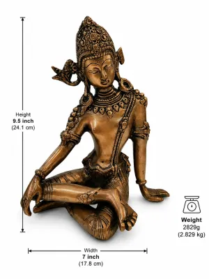 Indra Dev 9.5 inch Copper Brass Vastu Idol — Size Chart Showing 24.1 cm Height × 17.8 cm Width × 2.829 kg Weight (VastuGuruji)