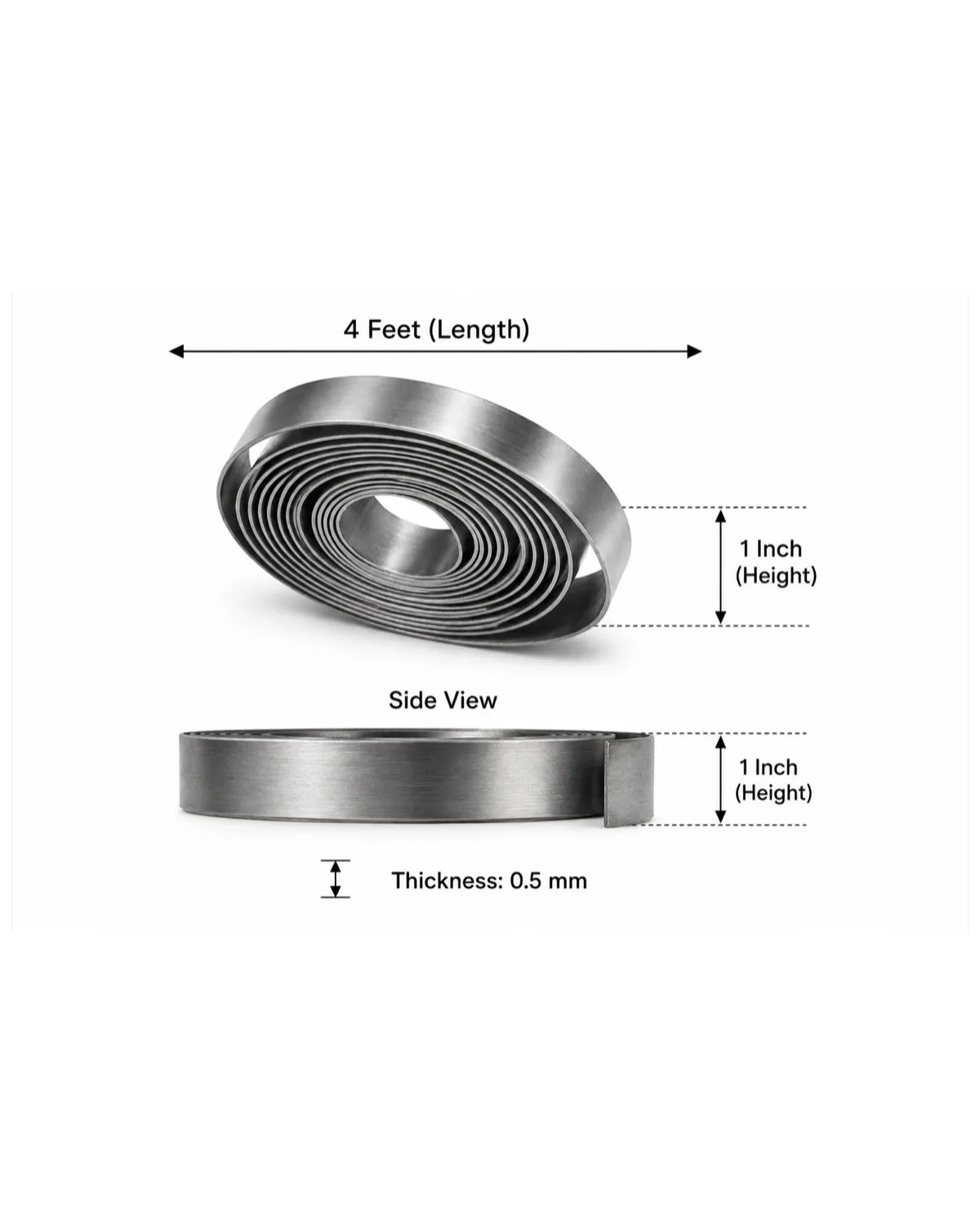 Stainless Steel Metal Strip 48" × 0.5" × 1.5mm (4 Feet)