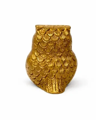 Brass Owl Idol (पीतल का उल्लू) — Front View, Antique Brass Finish, Maa Lakshmi Vahan Vastu Symbol for Wealth & Wisdom (VastuGuruji)