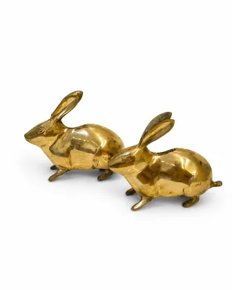 Brass Rabbit Pair (Golden Finish - 900 Gram) for Positive Energy and Prosperity, as per Vastu guidance - Vastuguruji #1
