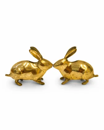 Brass Rabbit Pair (Golden Finish - 900 Gram) for Positive Energy and Prosperity, as per Vastu guidance - Vastuguruji #2