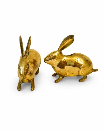 Brass Rabbit Pair (Golden Finish - 900 Gram) for Positive Energy and Prosperity, as per Vastu guidance - Vastuguruji #5