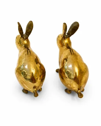 Brass Rabbit Pair (Golden Finish - 900 Gram) for Positive Energy and Prosperity, as per Vastu guidance - Vastuguruji #6