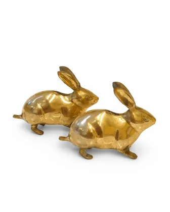 Brass Rabbit Pair (Golden Finish - 900 Gram) for Positive Energy and Prosperity, as per Vastu guidance - Vastuguruji #7