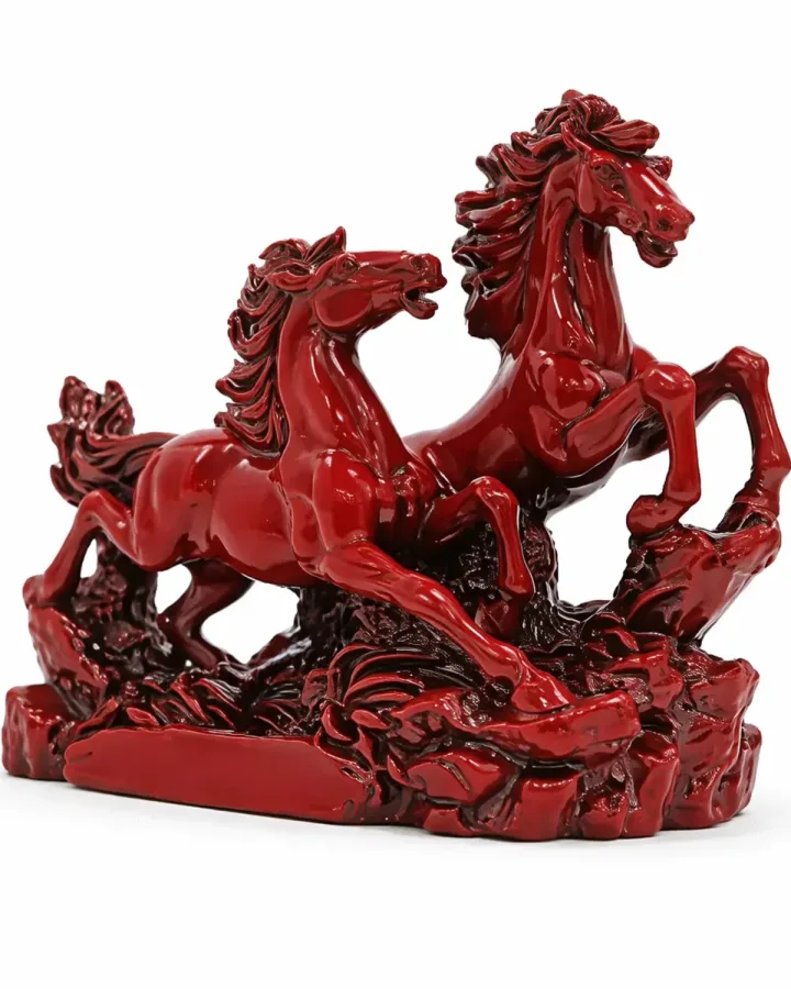 Pair of Horses Decor Statue - Red Resin Variant
