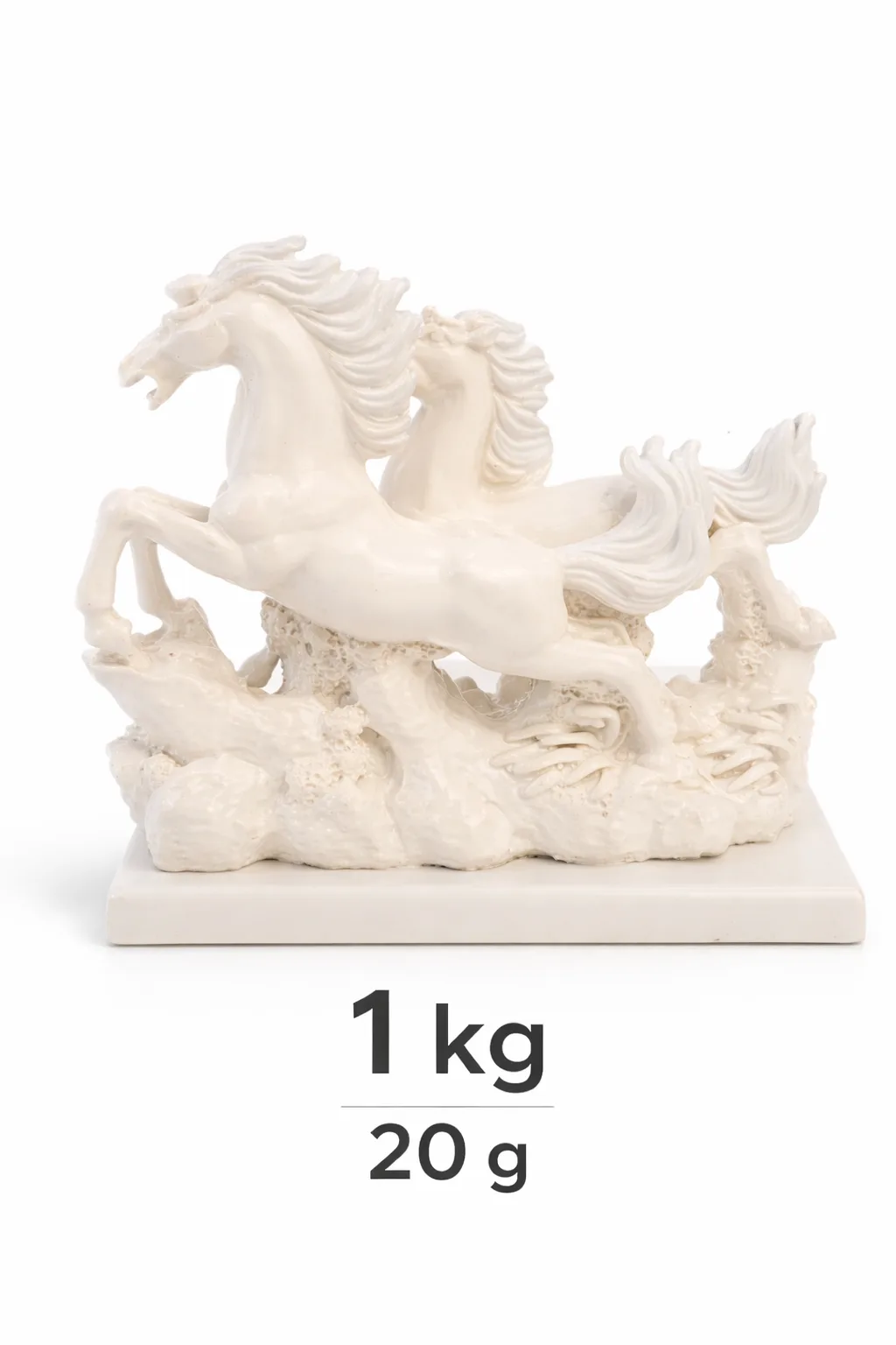 Pair of Horses Decor Statue - White Resin Variant