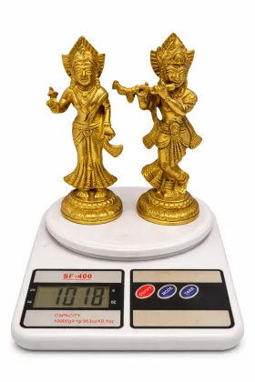 Radha Krishna Brass Idol with Mosaic Stone Work for Love and Vastu Harmony