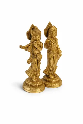 Radha Krishna Brass Idol with Mosaic Stone Work for Love and Vastu Harmony