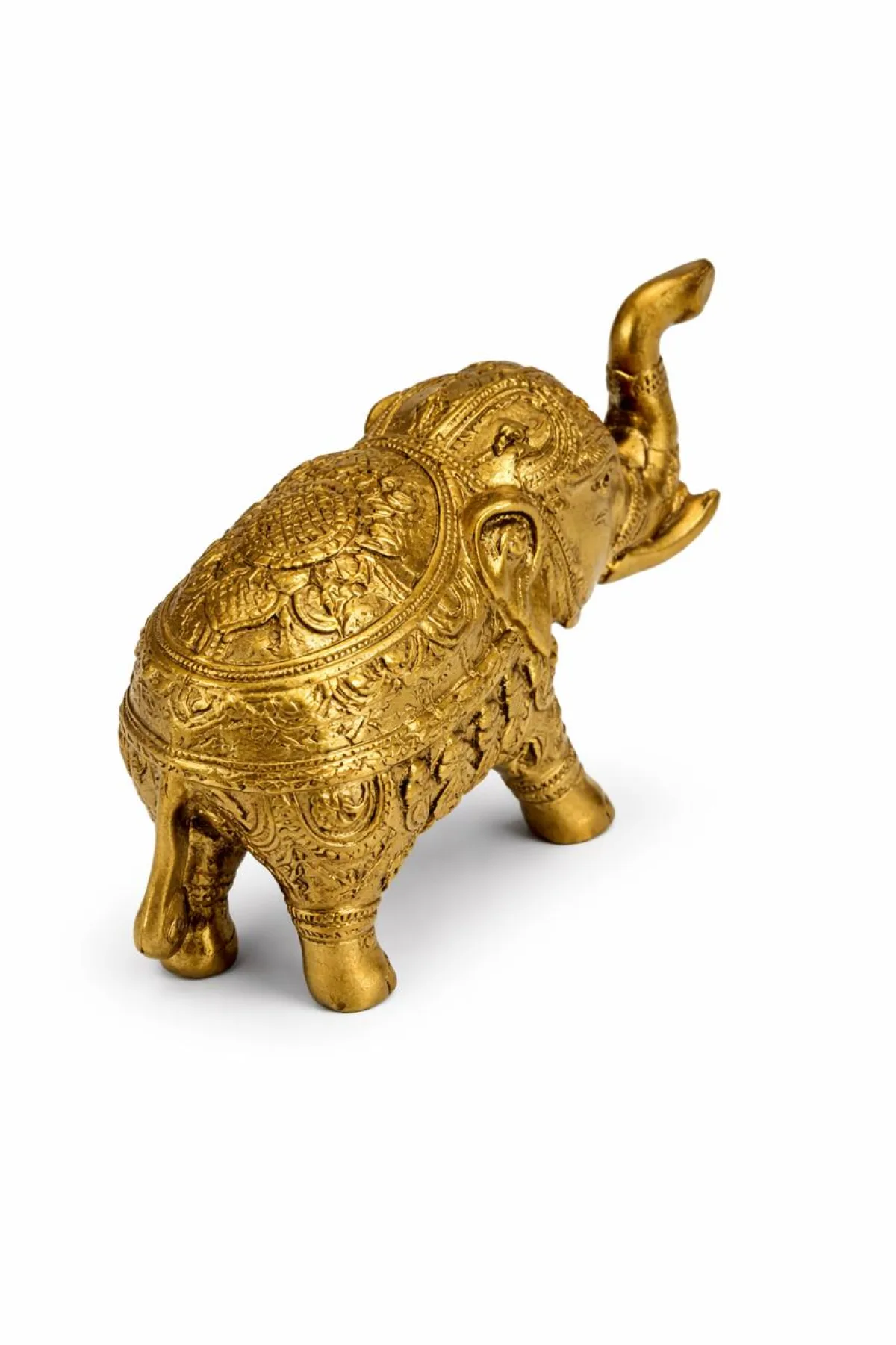 Royal Brass Elephant Top Back View — Intricate Lotus Mandala Engraving on Saddle Cloth, Symbol of Royal Prosperity (VastuGuruji)