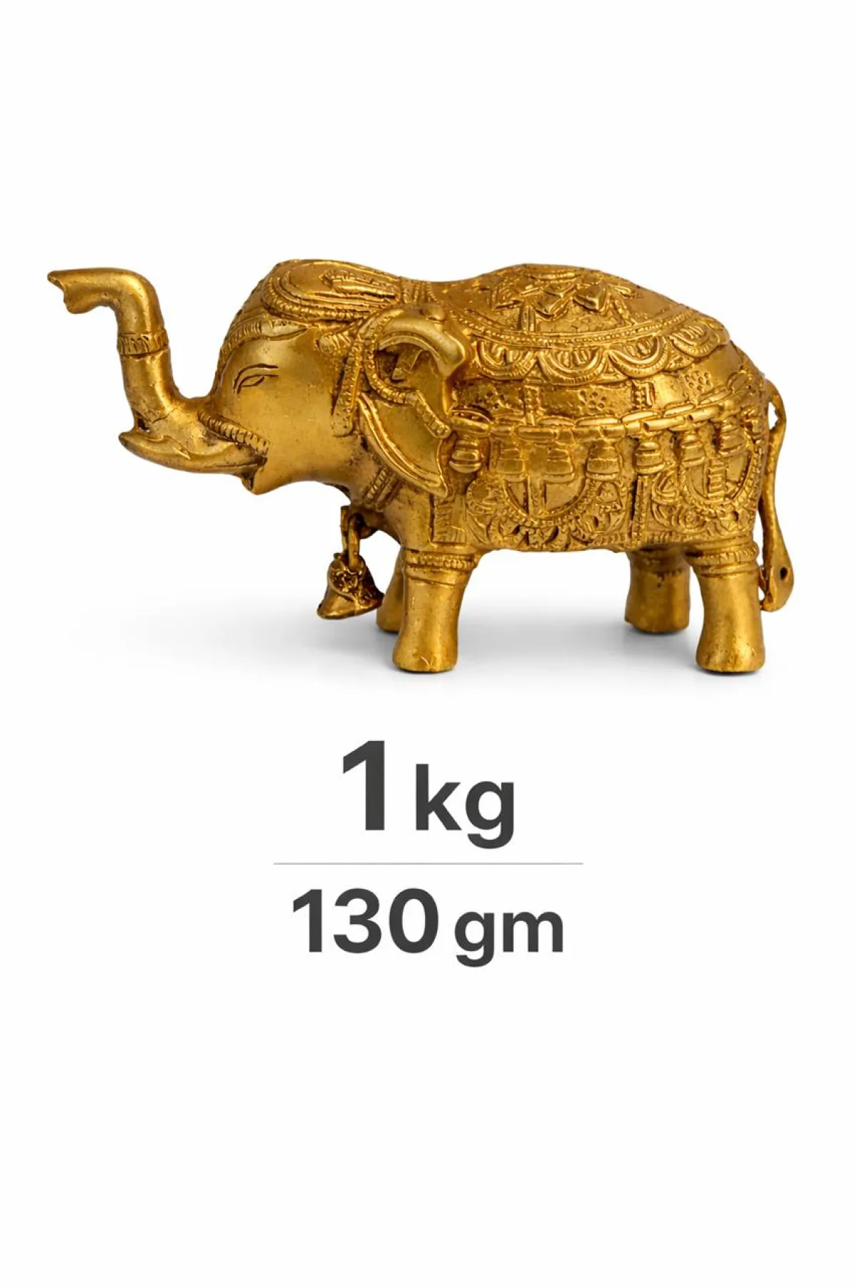 Royal Brass Elephant Weight Spec — 1 kg 130 gm Solid Brass Casting, Premium Heavy Heirloom-Quality Vastu Sculpture (VastuGuruji)