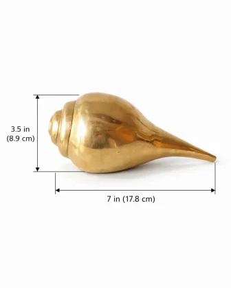 Brass Shankh (1.28 KG - Medium Size) for Positive Energy and Prosperity - Vastuguruji