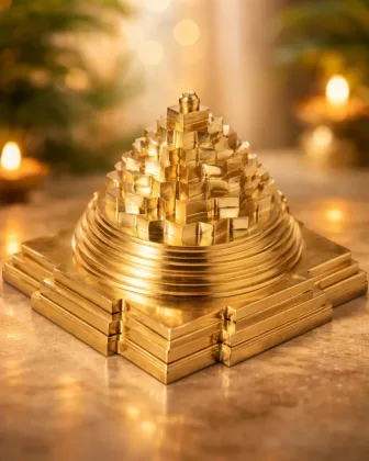 Brass Shree Yantra for Abundance and Energy Balance, placed in recommended direction - Vastuguruji