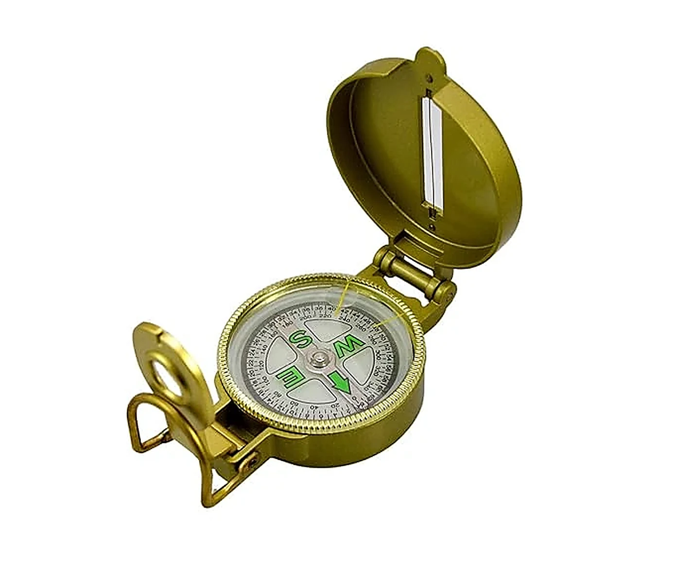 Vastu Compass — Brass Lensatic Direction Finder, Top View with NWES Dial and Green Needle for Vastu Dosh Analysis (VastuGuruji)