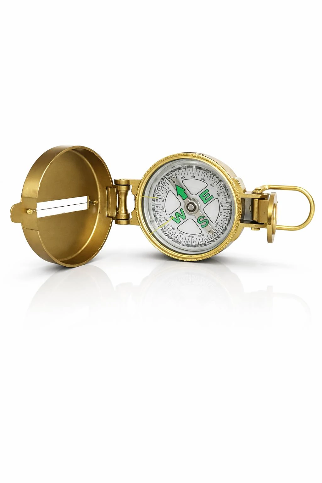 Vastu Compass — Golden Brass Finish Front Angle, Hinged Lid and Side Ring, Auspicious Direction Detection Tool (VastuGuruji)