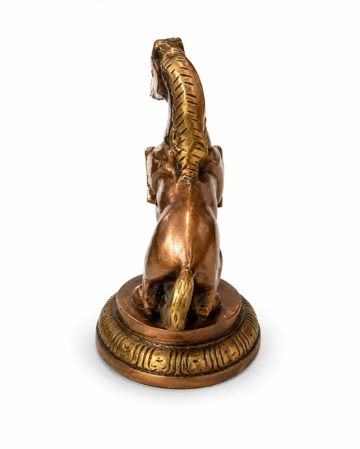 Brass Rearing Horse Profile View — Reared Front Legs Pose Showing Energy of Breakthrough and Victory, Compact 4.5 inch Vastu Decor (VastuGuruji)