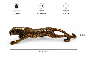 Vastu Tendua (Leopard) Statue Specifications — Polished Copper Finish, Weight 1172 g, Width 10.5 inch, Height 2 inch (VastuGuruji)