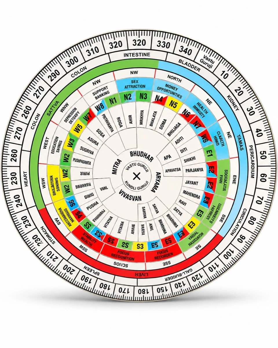 Vastu Chakra Plotting Disc — 6 inch (45 Devta + 16 Direction + 32 Entrance Mapping Tool)