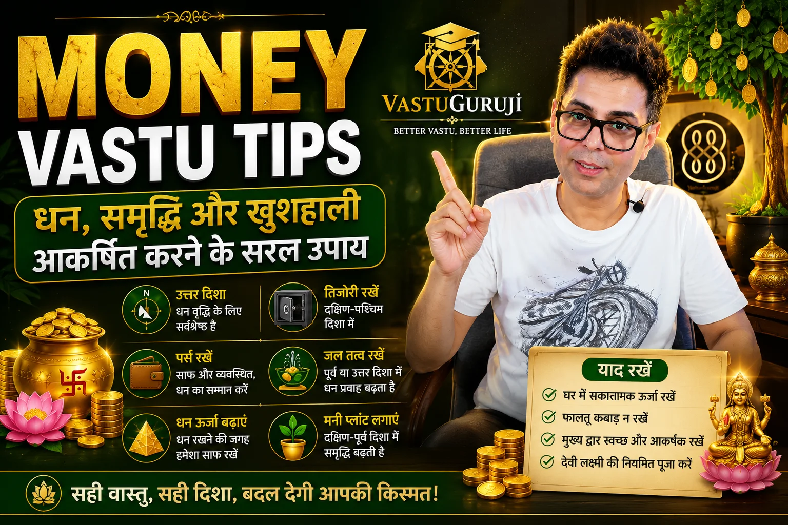 धन वास्तु उपाय — Money Vastu Tips, धन-समृद्धि के सरल उपाय | VastuGuruji