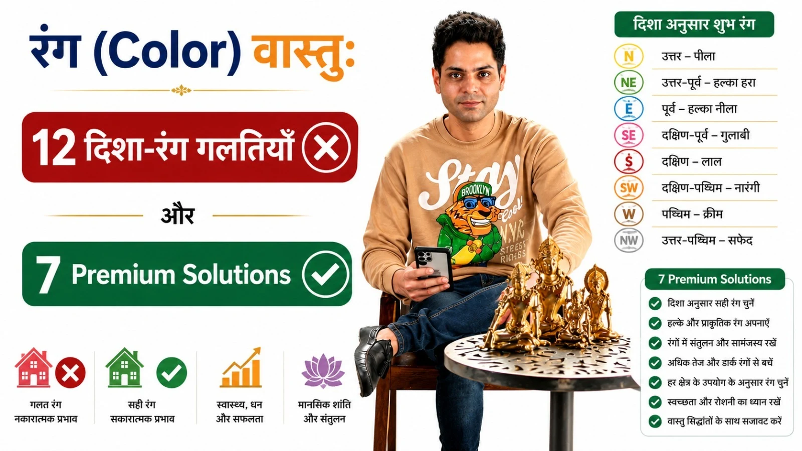 रंग (Color) वास्तु: 12 दिशा-रंग गलतियाँ और 7 Premium Solutions