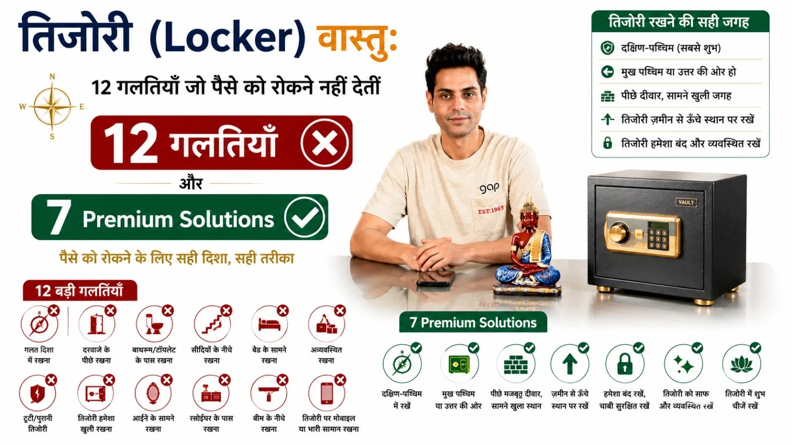 तिजोरी (Locker) वास्तु: 12 गलतियाँ और 7 Premium Solutions पैसे को रोकने के लिए